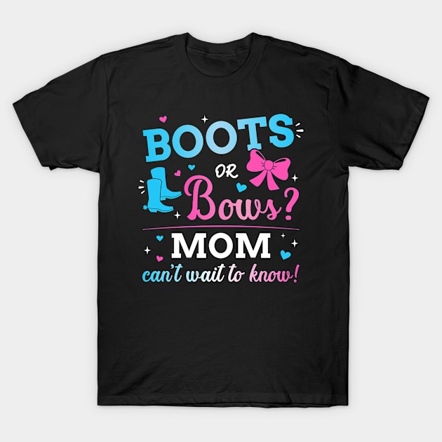 Gender reveal boots or bows mom matching baby party T-Shirt by Designzz